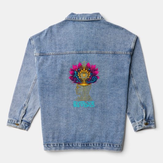 Evolve Beyond Cybernetic Mind Grafische Heren T-Sh Denim Jacket (Achterkant)