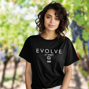 Evolve, Go Vegan Zwart-wit Activisme T-shirt