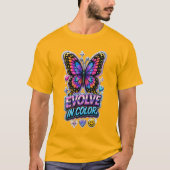Evolve in Color Vlinder 🦋 Inspirerend T-shirt (Voorkant)