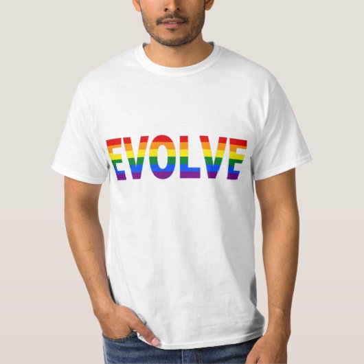 EVOLVE in regenboogkleuren voor rechten van homose T-shirt (Voorkant)