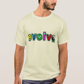 EVOLVE met zes symbolen voor vrede en vooruitgang T-shirt (Voorkant)