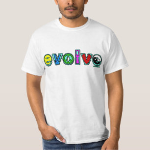 EVOLVE met zes symbolen voor vrede en vooruitgang T-shirt