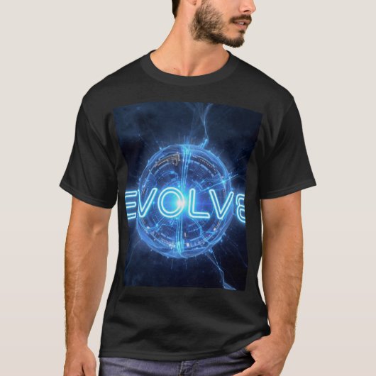EVOLVE Neon Blauwe Digitale Bol T-Shirt | Tech Evo (Voorkant)
