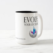 Evolve Your Excellence Tweekleurige Koffiemok (Voorkant rechts)