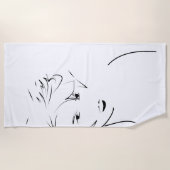 Evolved Black Line Art gestileerde Vrouw Touch Strandlaken (Voorkant)