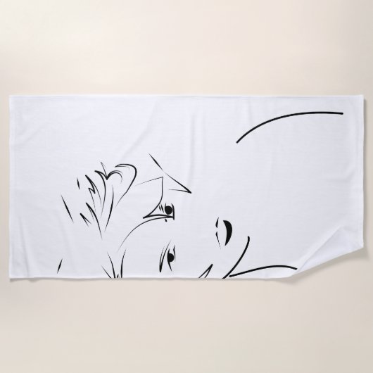 Evolved Black Line Art gestileerde Vrouw Touch Strandlaken (Voorkant)