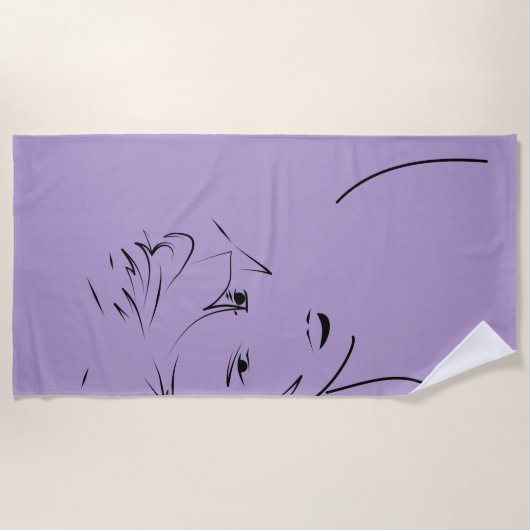 Evolved Black Line Art gestileerde Vrouw Touch Strandlaken (Voorkant)