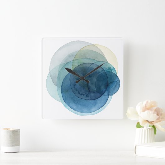 Evolving Planets - Waterverf cirkels Vierkante Klok (Huis)