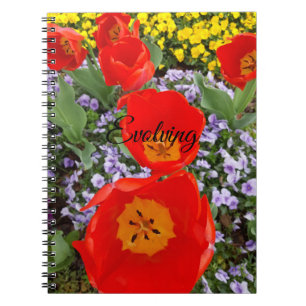 Evolving Red Tulips Spiral Notitieboek
