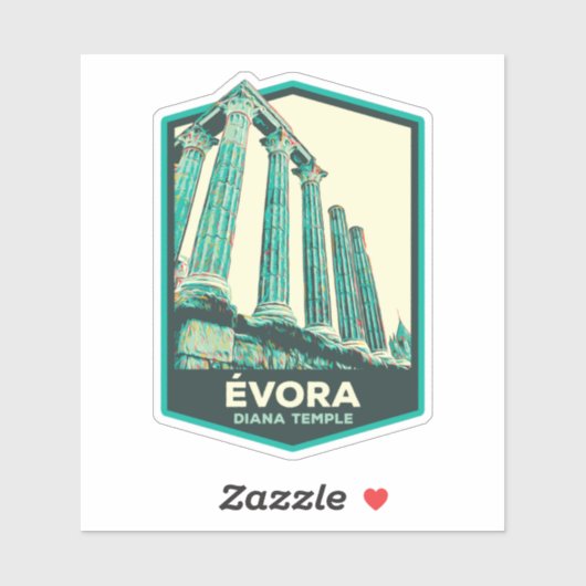 Evora Diana Temple afbeelding Portugal Sticker (Vel)