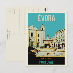 Evora Giraldo-afbeelding Portugal Briefkaart