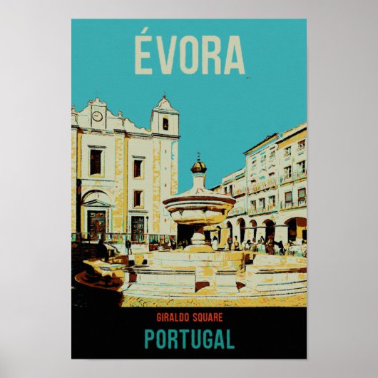 Evora Giraldo Square afbeelding Portugal Poster (Voorkant)