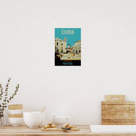 Evora Giraldo Square afbeelding Portugal Poster (Keuken)