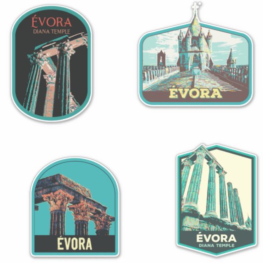 Evora Portugal illustratieverpakking Sticker (Voorkant)