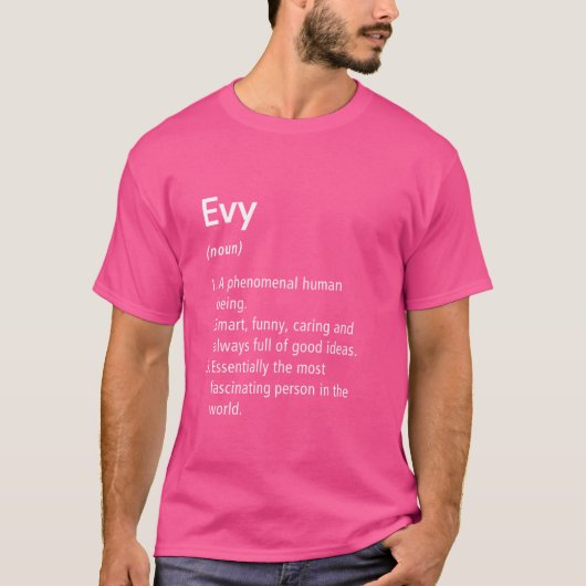 Evy Name Definition Funny Dictionary T-shirt (Voorkant)