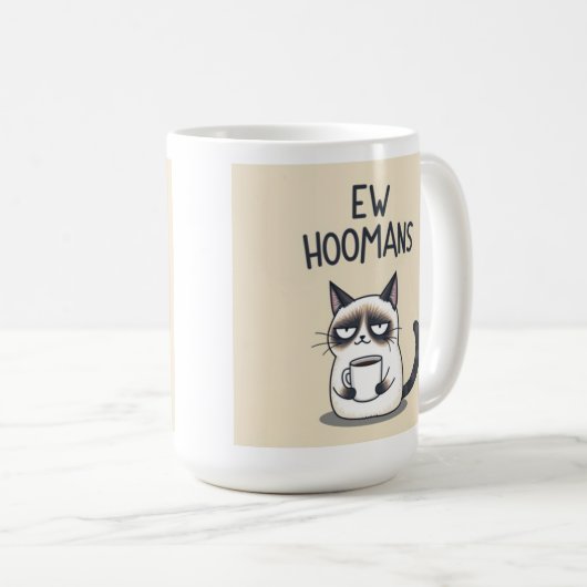 Ew Hoomans Funny Cat Mug Koffiemok (Voorkant rechts)