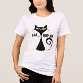 EW Human - Slanke zwarte kat minimalistische kunst Tri-Blend Shirt