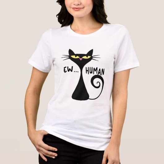 EW Human - Slanke zwarte kat minimalistische kunst Tri-Blend Shirt (Voorkant)