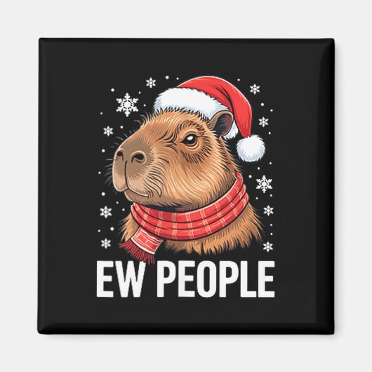 Ew Mens Capybara Kerst Grappig Introvert Vakantie Magneet (Voorkant)