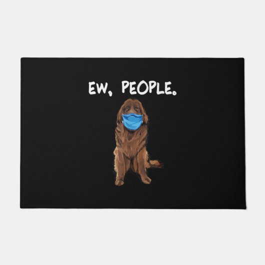 Ew. Mensen | Newfie Dog Wearing Face Mask Gift Deurmat (Voorkant)