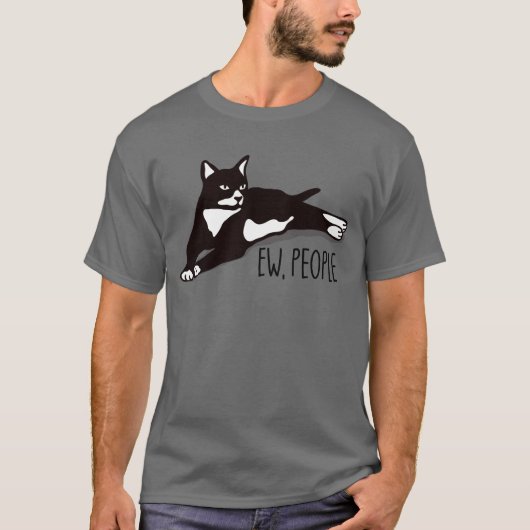 Ew Mensen Tuxedo Cat Introvert Anti-Social T-shirt (Voorkant)