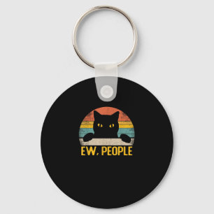 Ew, Mensen Zwarte Kat Retro – Grappig Cat_1 Sleutelhanger