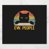 Ew, Mensen Zwarte Kat  Retro – Grappig Cat_1 Sparkling Wijnetiket (Enkel label)
