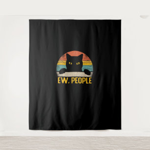 Ew, Mensen Zwarte Kat Retro – Grappig Cat_1 Wandkleed