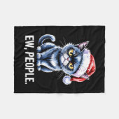 Ew People Black Cat Christmas Funny Introvert Holi Fleece Deken (Voorkant (Horizontaal))