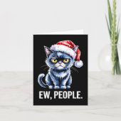 Ew People Black Cat Christmas Funny Introvert Holi Kaart (Voorkant)