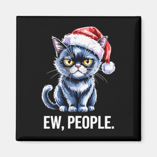 Ew People Black Cat Christmas Funny Introvert Holi Magneet (Voorkant)