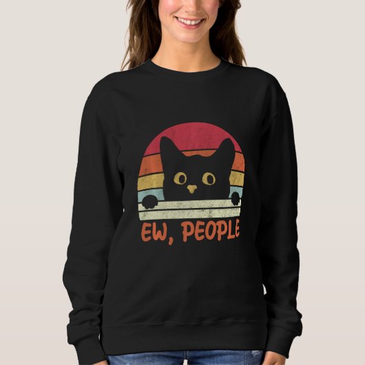 Ew People Black Cat Halloween Kitten Trui (Voorkant)
