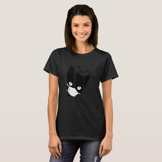 Ew People Black Cat Mask T-shirt (Voorkant volledig)