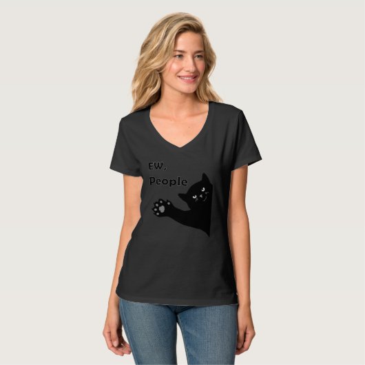Ew People Black Cat  Social Extroverted T-shirt (Voorkant volledig)