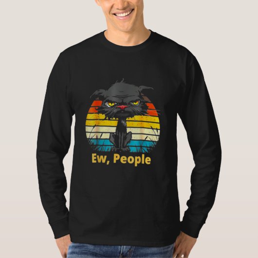Ew People Bored Cat Yellow Eyes Cats Retro T-shirt (Voorkant)