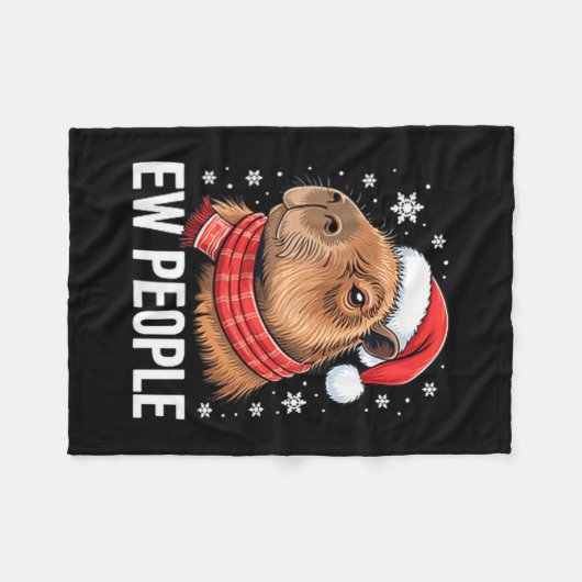 Ew People Capybara Christmas Funny Introvert Holid Fleece Deken (Voorkant (Horizontaal))