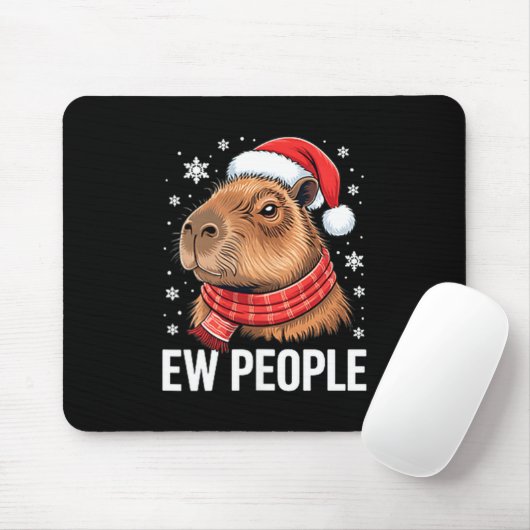 Ew People Capybara Christmas Funny Introvert Holid Muismat (Met muis)