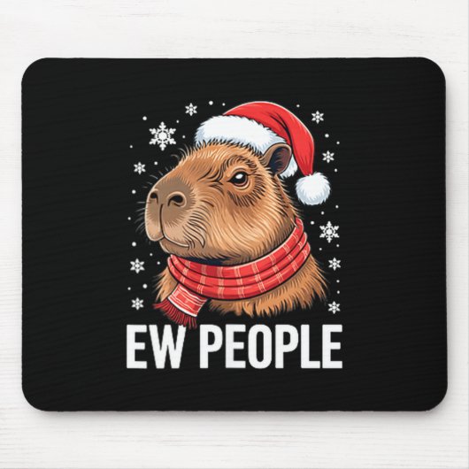 Ew People Capybara Christmas Funny Introvert Holid Muismat (Voorkant)