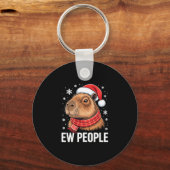 Ew People Capybara Christmas Funny Introvert Holid Sleutelhanger (Voorkant)