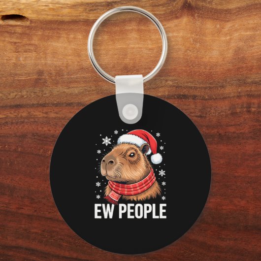 Ew People Capybara Christmas Funny Introvert Holid Sleutelhanger (Voorkant)