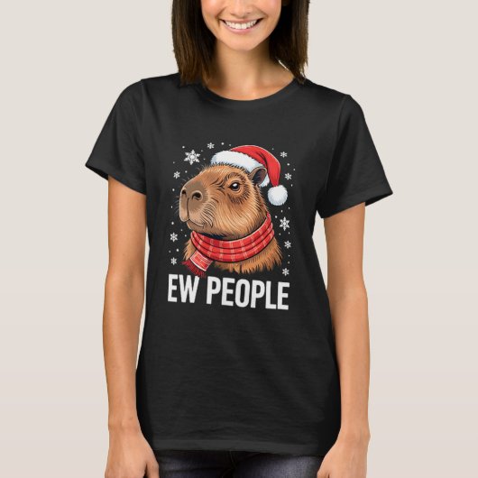 Ew People Capybara Christmas Funny Introvert Holid T-shirt (Voorkant)