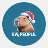 Ew People Capybara Christmas Humor  Ronde Sticker (Voorkant)