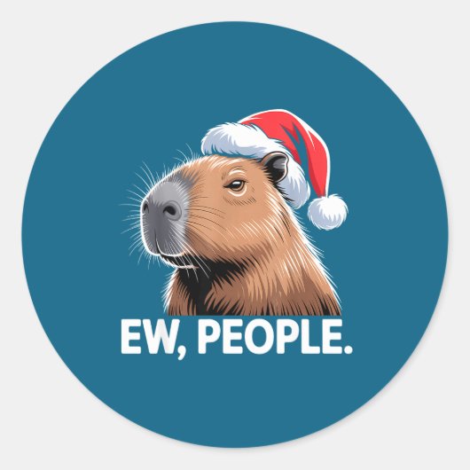 Ew People Capybara Christmas Humor  Ronde Sticker (Voorkant)