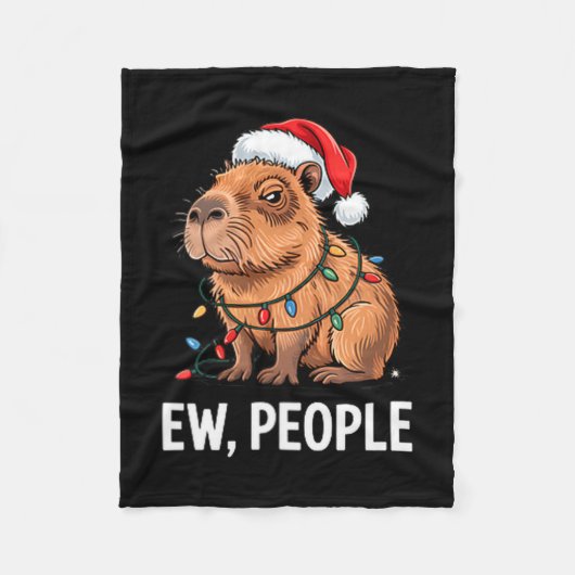Ew People Capybara Christmas Lights Funny Introver Fleece Deken (Voorkant)