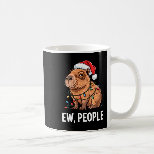 Ew People Capybara Christmas Lights Funny Introver Koffiemok (Rechts)