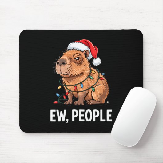 Ew People Capybara Christmas Lights Funny Introver Muismat (Met muis)