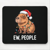 Ew People Capybara Christmas Lights Funny Introver Muismat (Voorkant)