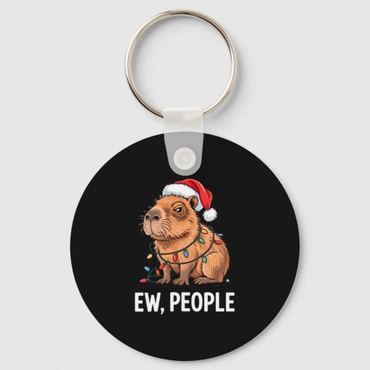 Ew People Capybara Christmas Lights Funny Introver Sleutelhanger (Voorkant)
