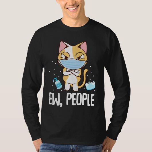 Ew People   Cat Wearing Face Mask Washing Hands T-shirt (Voorkant)