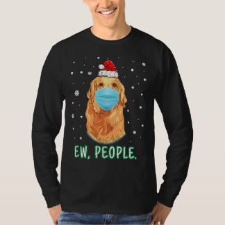 Ew People Christmas Santa Golden Retriever Wearing T-shirt